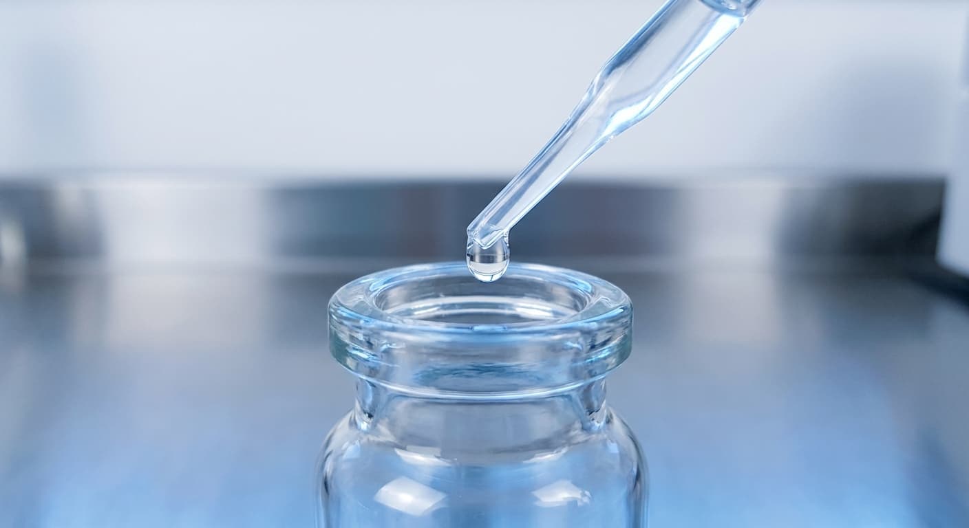 Pipeta de laboratorio con precisión científica — detalle macro de equipo Sintesis